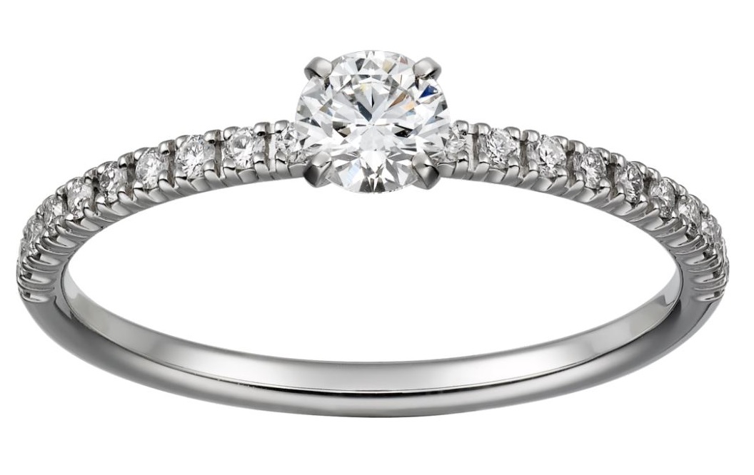 Anello di fidanzamento in platico e diamanti Cartier