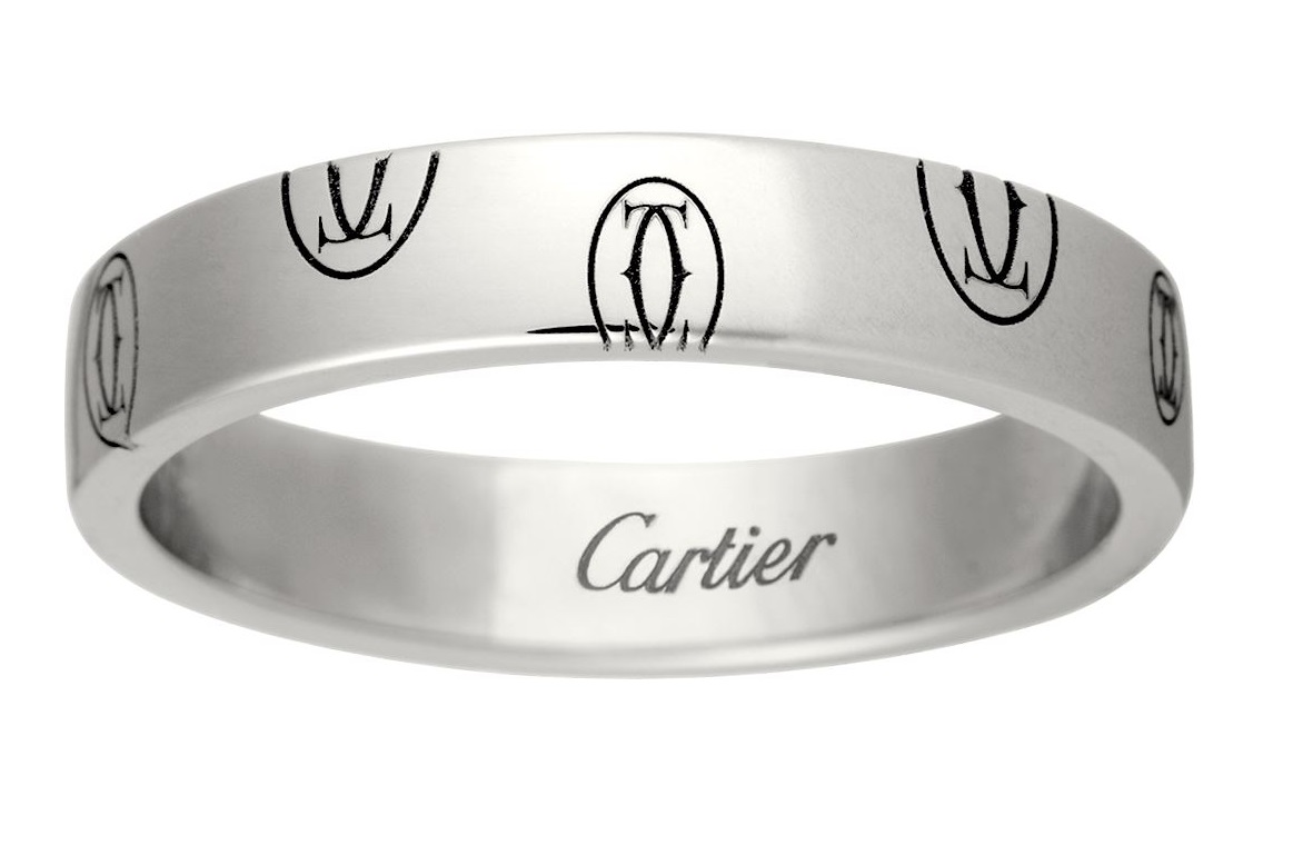 Anello in oro bianco con logo Cartier