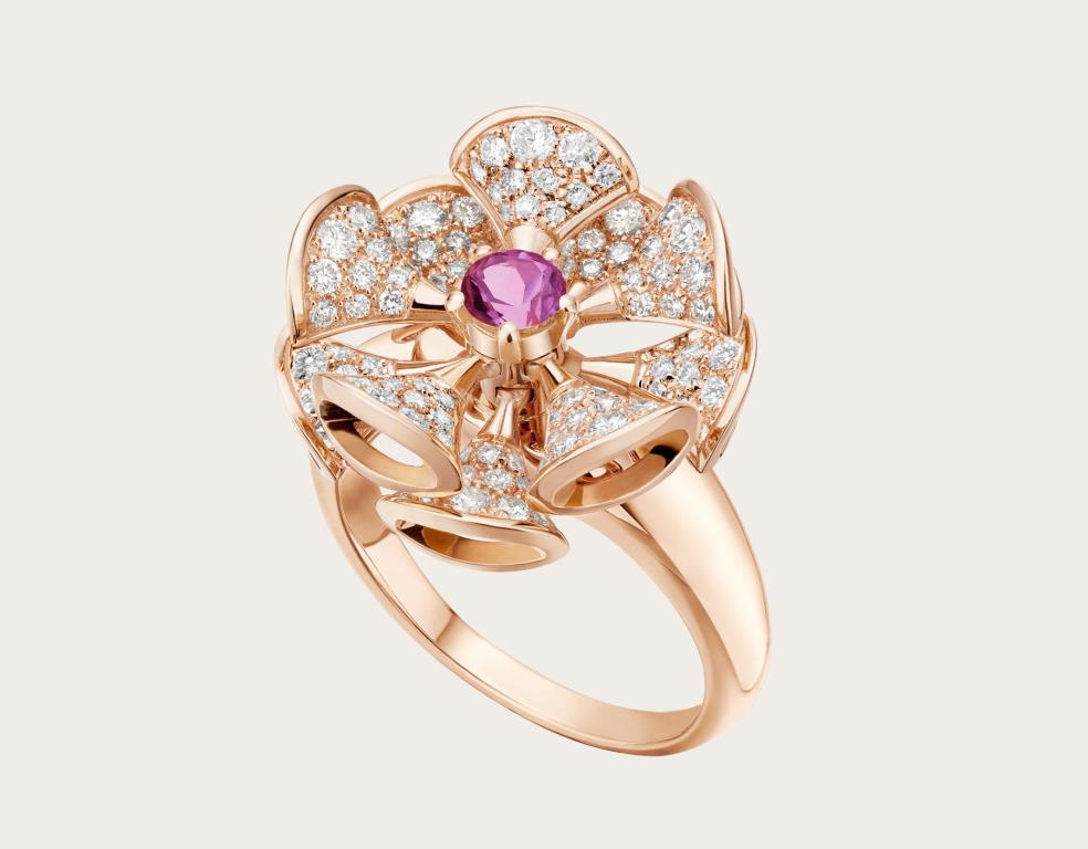 Anello in oro rosa 18 K con diamanti Bulgari
