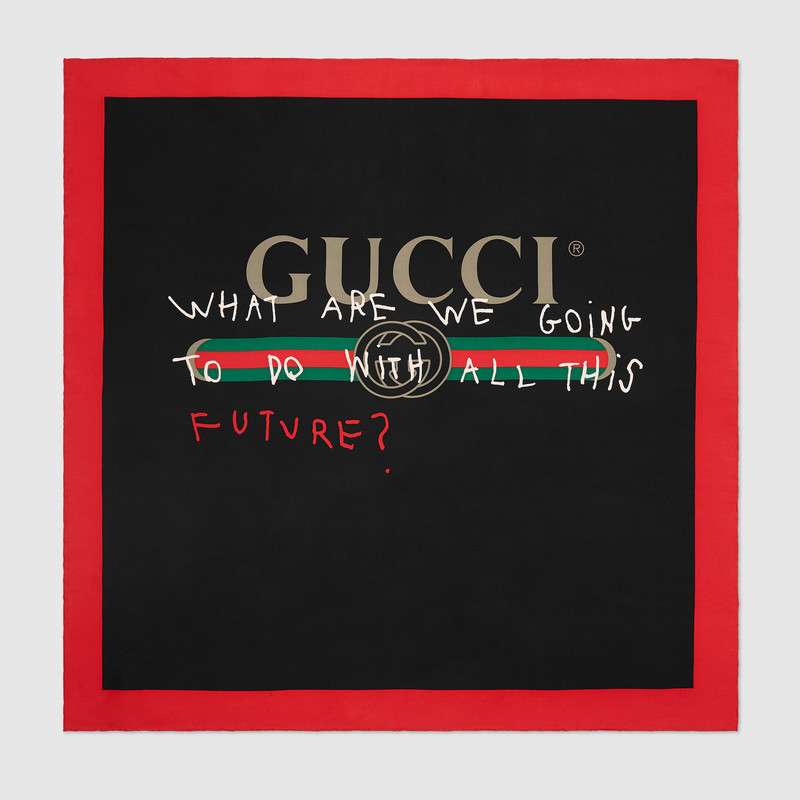 Foulard con stampa Gucci Coco Capitán con base nera