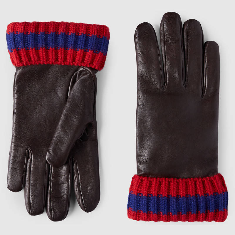 Guanti in cashmere e pelle Gucci