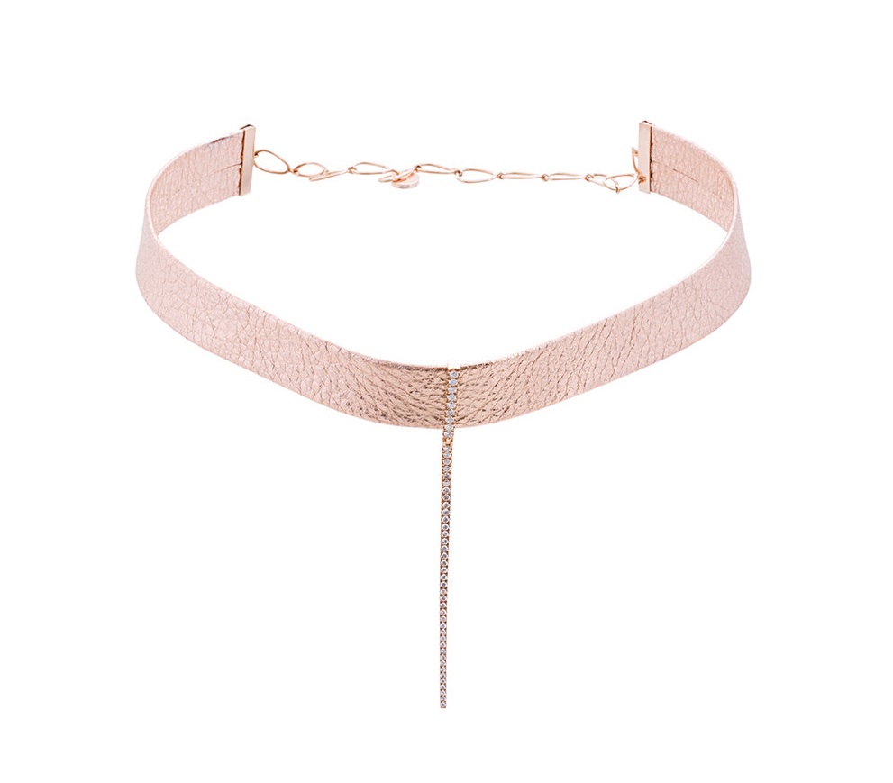 Collana choker in oro rosa con diamanti Diane Kordas collane 2018
