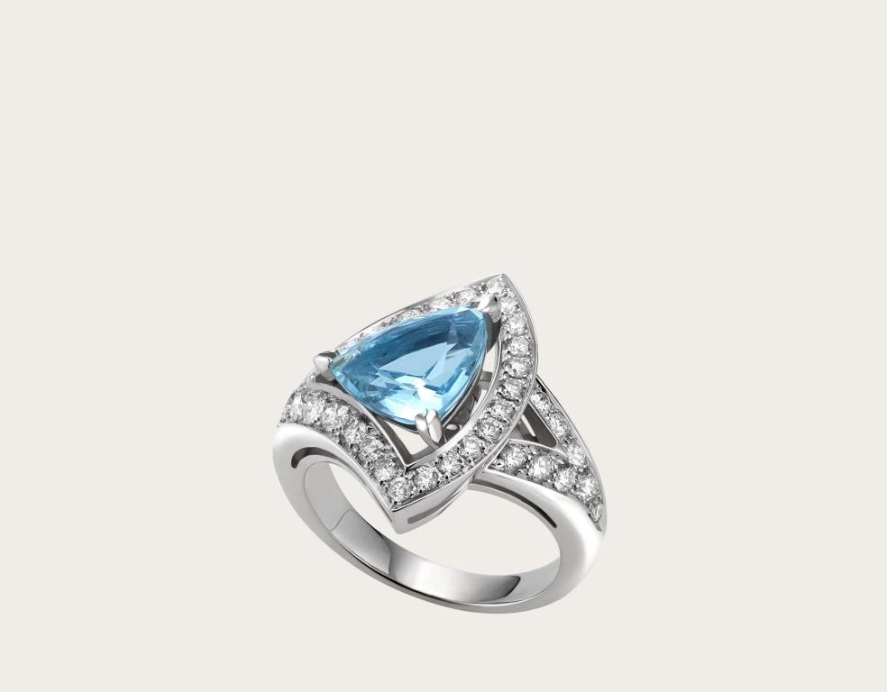 Anello in oro bianco con acquamarina Bulgari 2018
