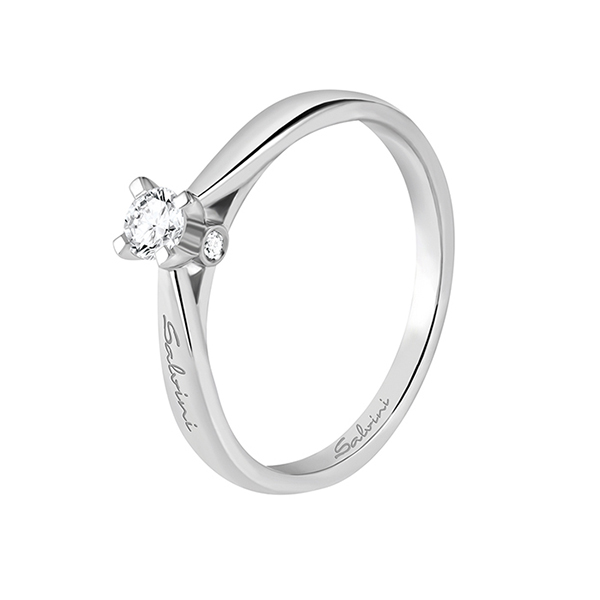Anello solitario in oro bianco con diamanti Salvini Gioielli 2018