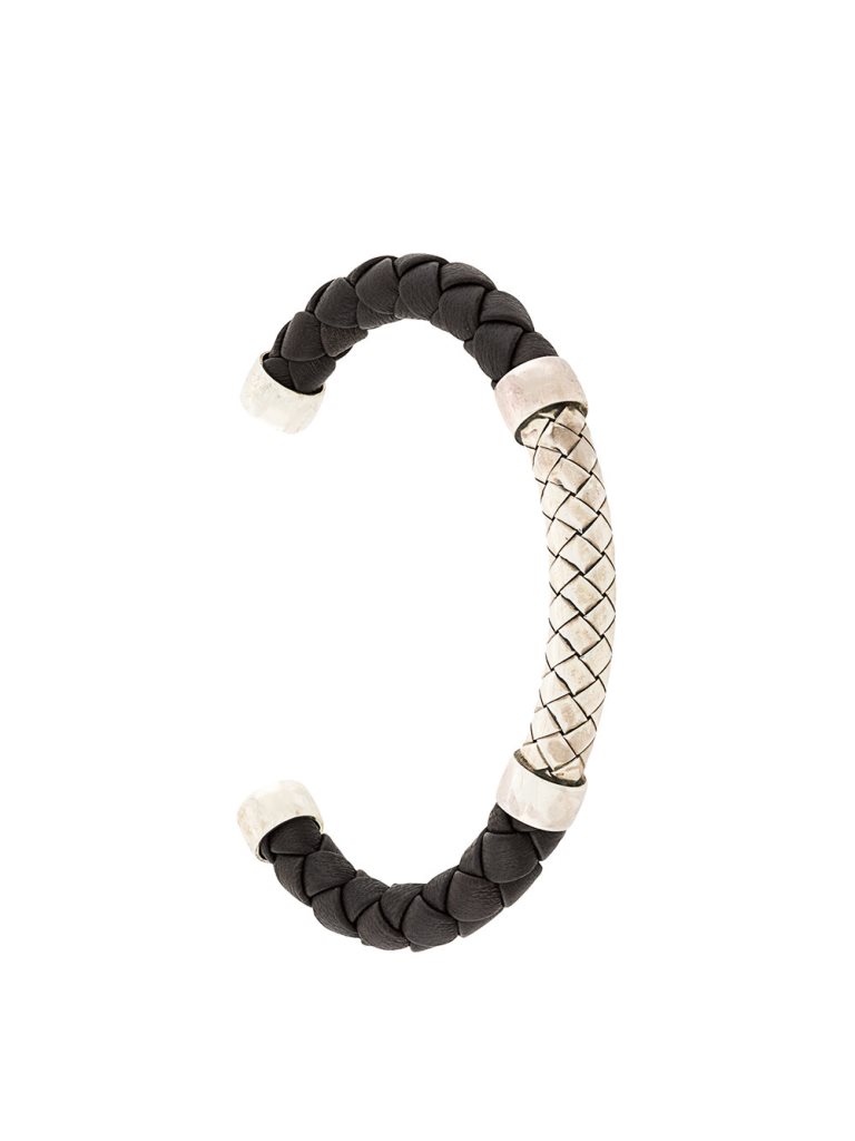Bracciale da uomo in pelle e argento Bottega Veneta regali san valentino 2018