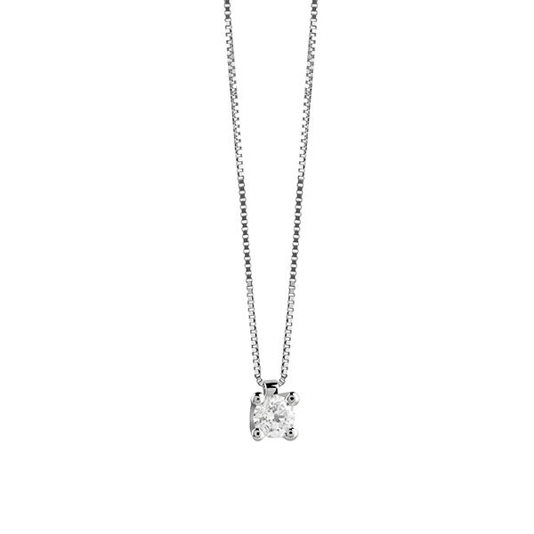 Collier punto luce in oro bianco con diamante Virginia Salvini Gioielli 2018