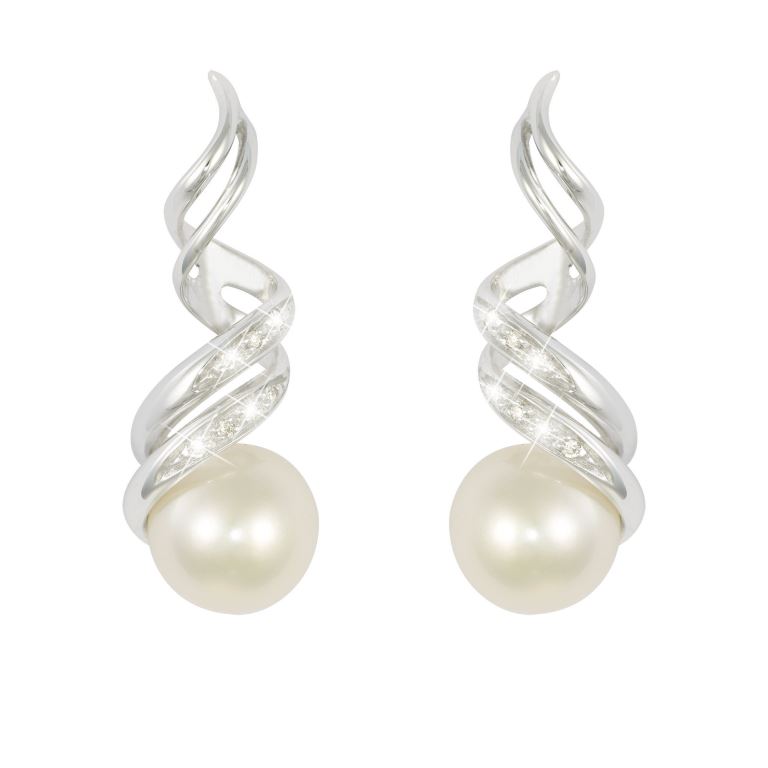 Orecchini con perle Stroili Oro in oro bianco con diamanti 2018