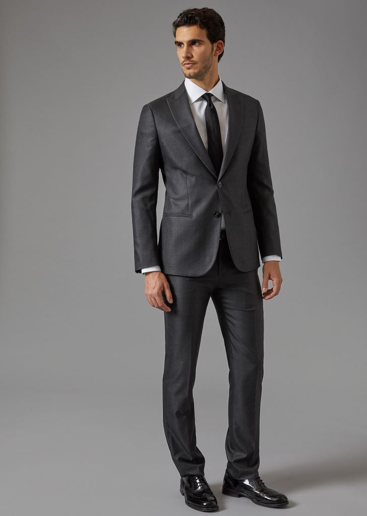 Abito da cerimonia Armani grigio Soho In Lana Vergine E Seta