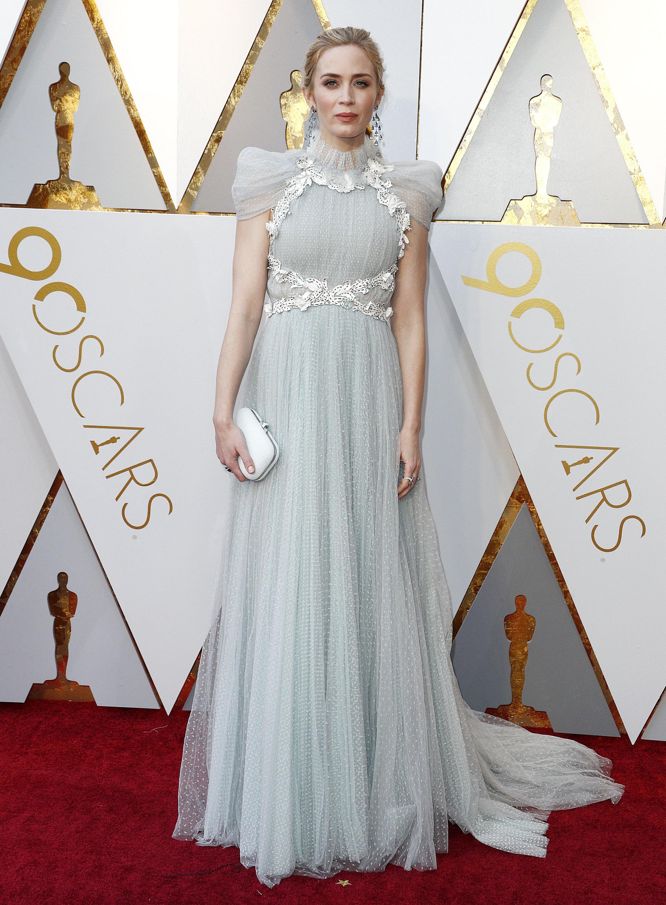 Emily Blunt in Schiaparelli Haute Couture and Chopard
