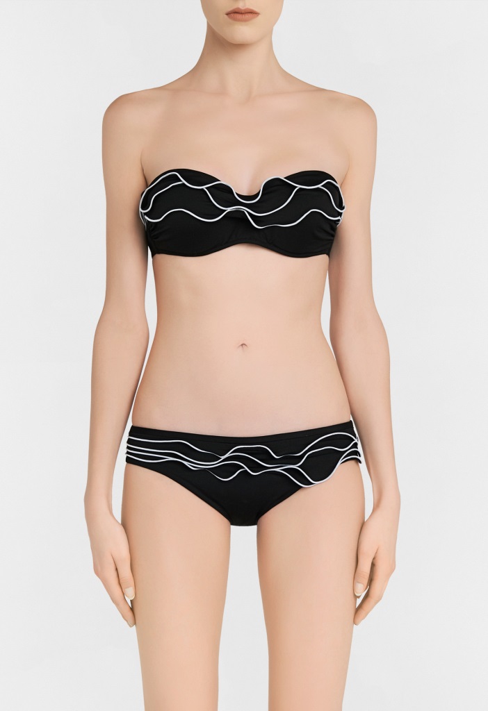 Bikini nero a fascia con ruches La Perla