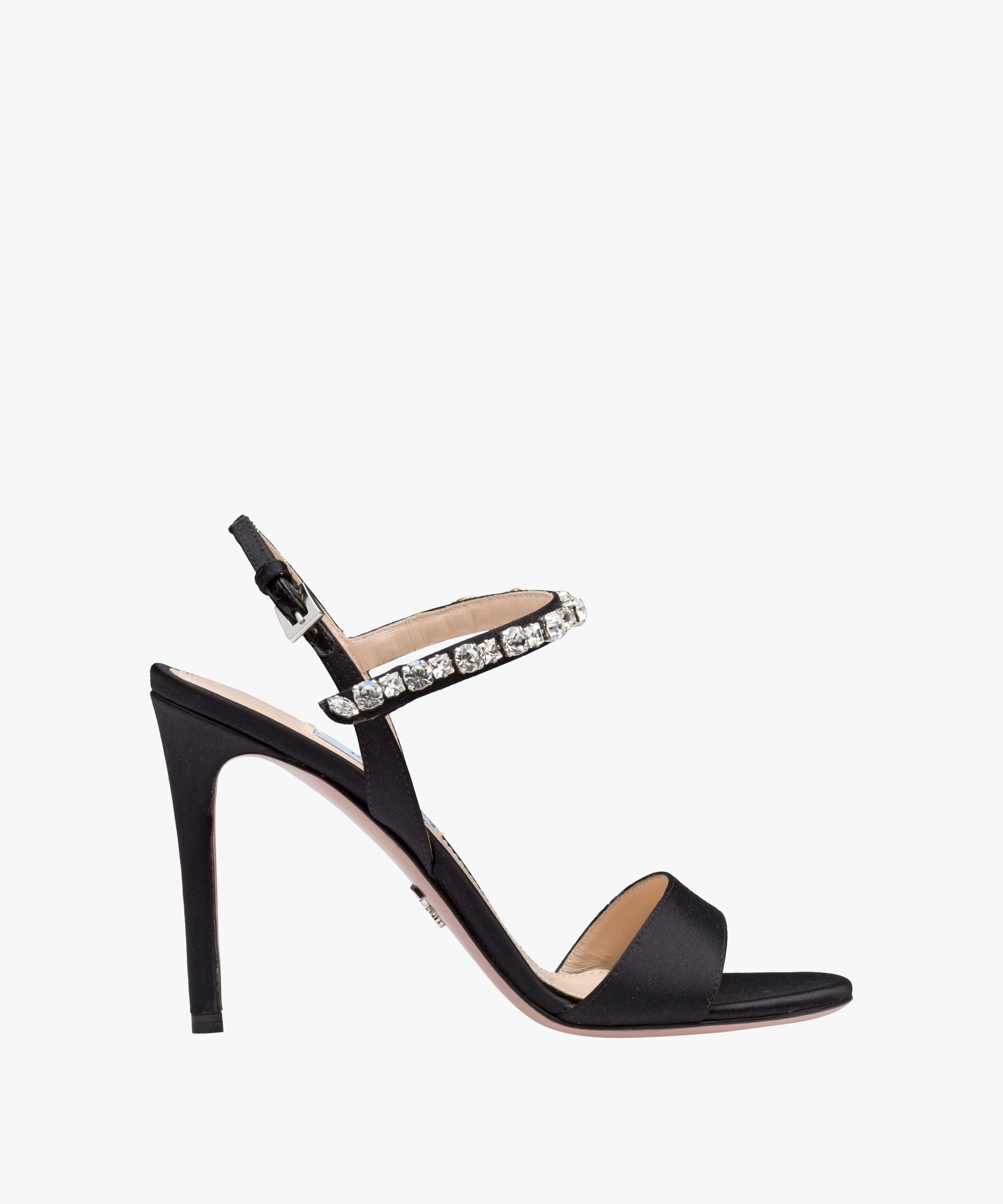 Sandali gioiello in raso con cristalli Prada
