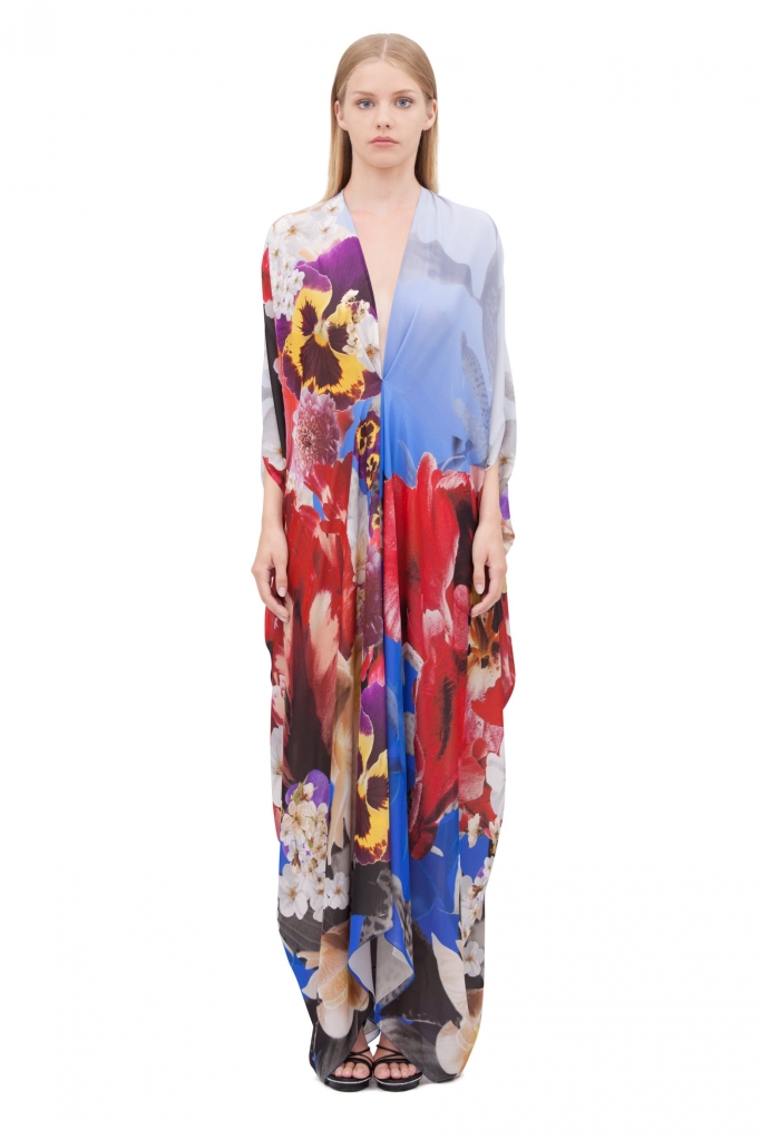 Kaftano lungo in georgette di seta Roberto Cavalli