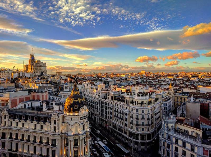 La vista dalla terrazza del Tartan Roof a Madrid