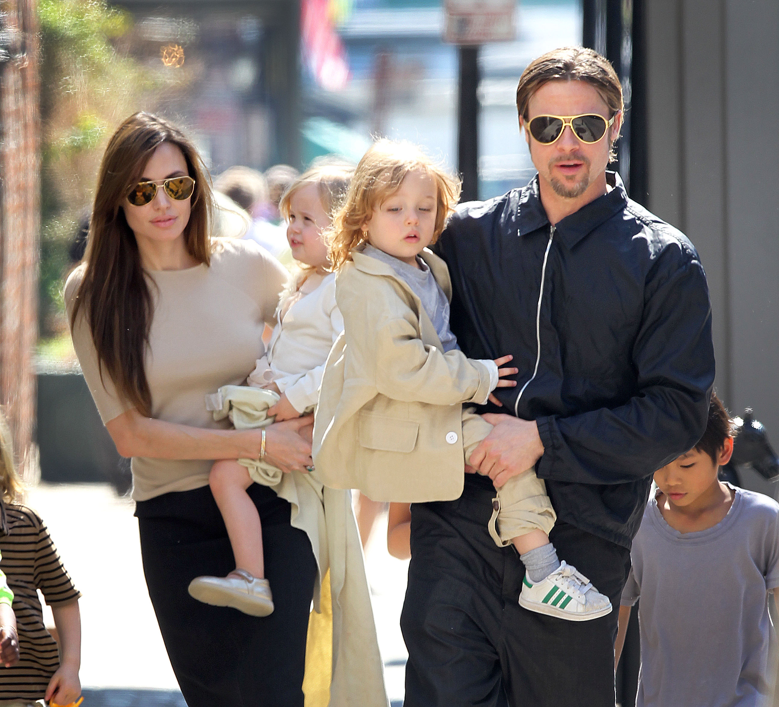 Brad Pitt and Angelina Jolie take their family for a walk in New Orleans