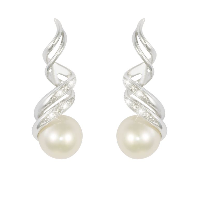 Orecchini con perle Stroili Oro in oro bianco con diamanti 2018