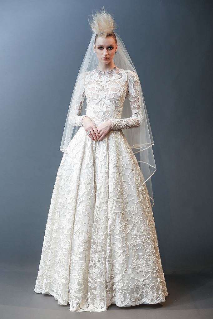 abiti da sposa Naeem Khan 2019 in pizzo