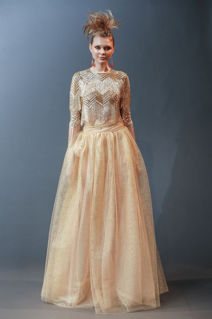 Abito da sposa champagne Naeem Khan collezione 2019