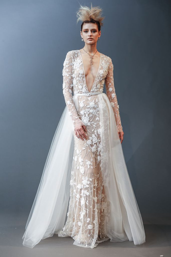 Abito da sposa tattoo in pizzo Naeem Khan collezione 2019