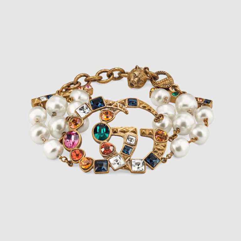 Bracciale con perle e cristalli Gucci autunno inverno 2018 2019