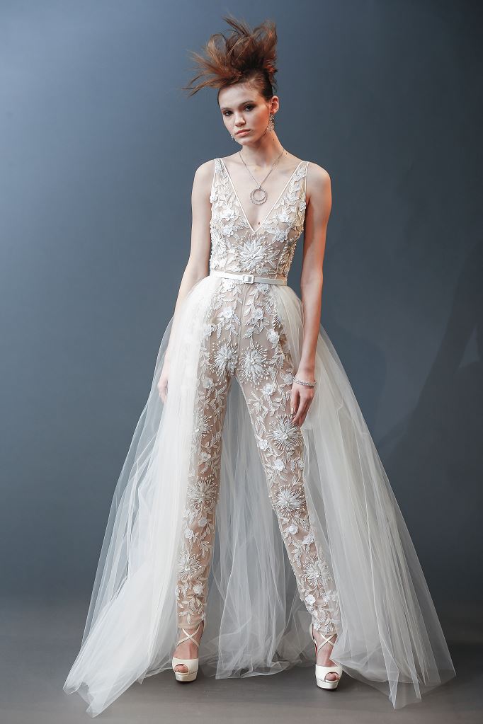 Abito da sposa in pizzo Naeem Khan collezione 2019