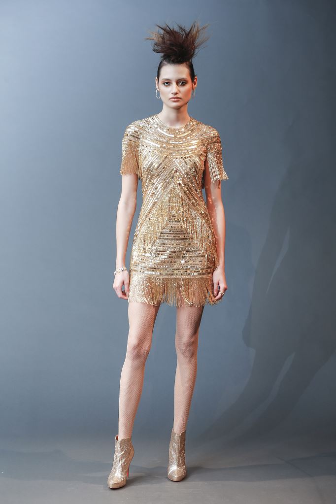 Vestito da sposa oro corto Naeem Khan collezione 2019