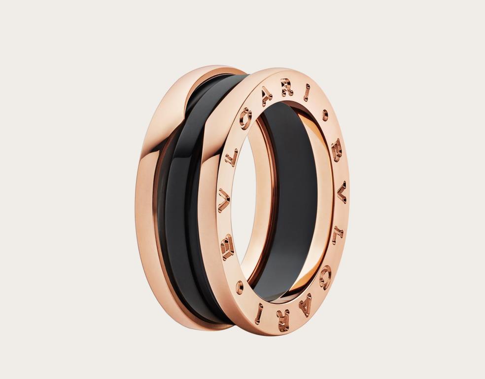Anello Bulgari Bzero1 in oro rosa e ceramica nera