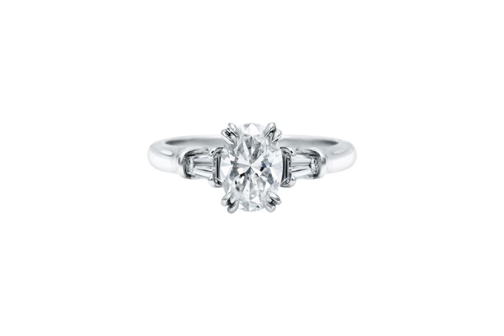 Anello di fidanzamento Harry Winston con diamante baguette