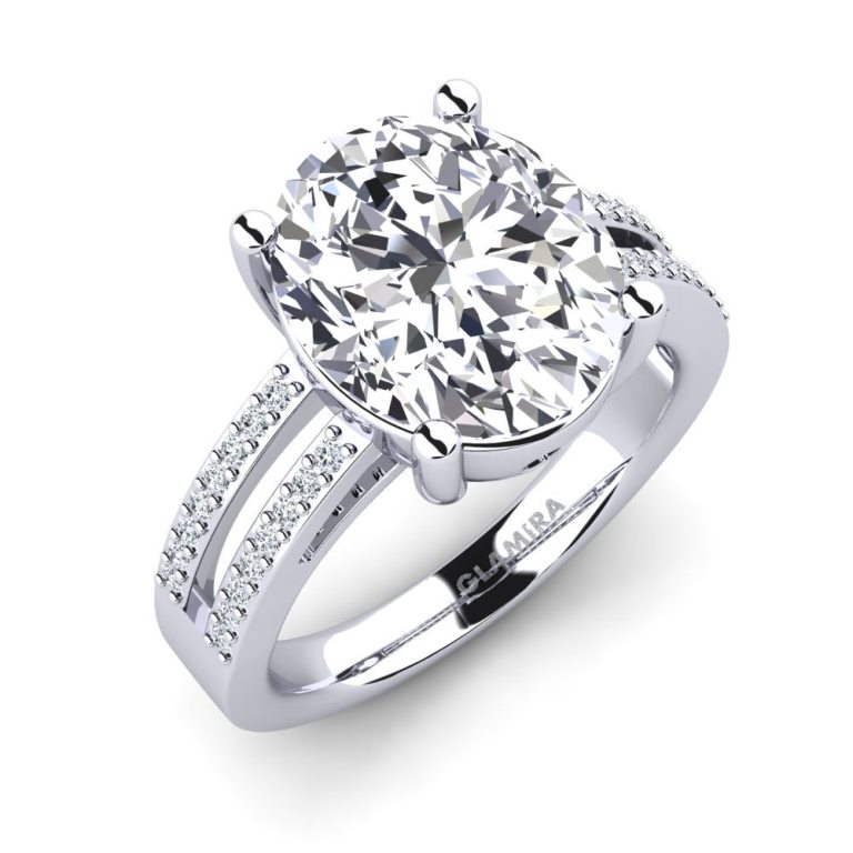 Anello di fidanzamento in oro bianco con diamanti e Swarovski Glamira a 82765 euro