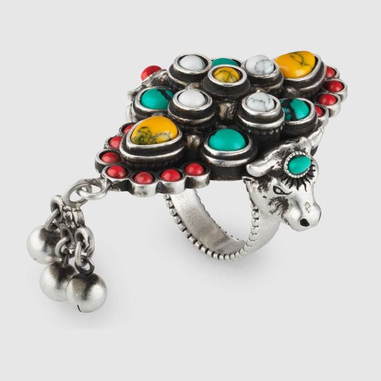 Anello particolare in argento Gucci autunno inverno 2018 2019