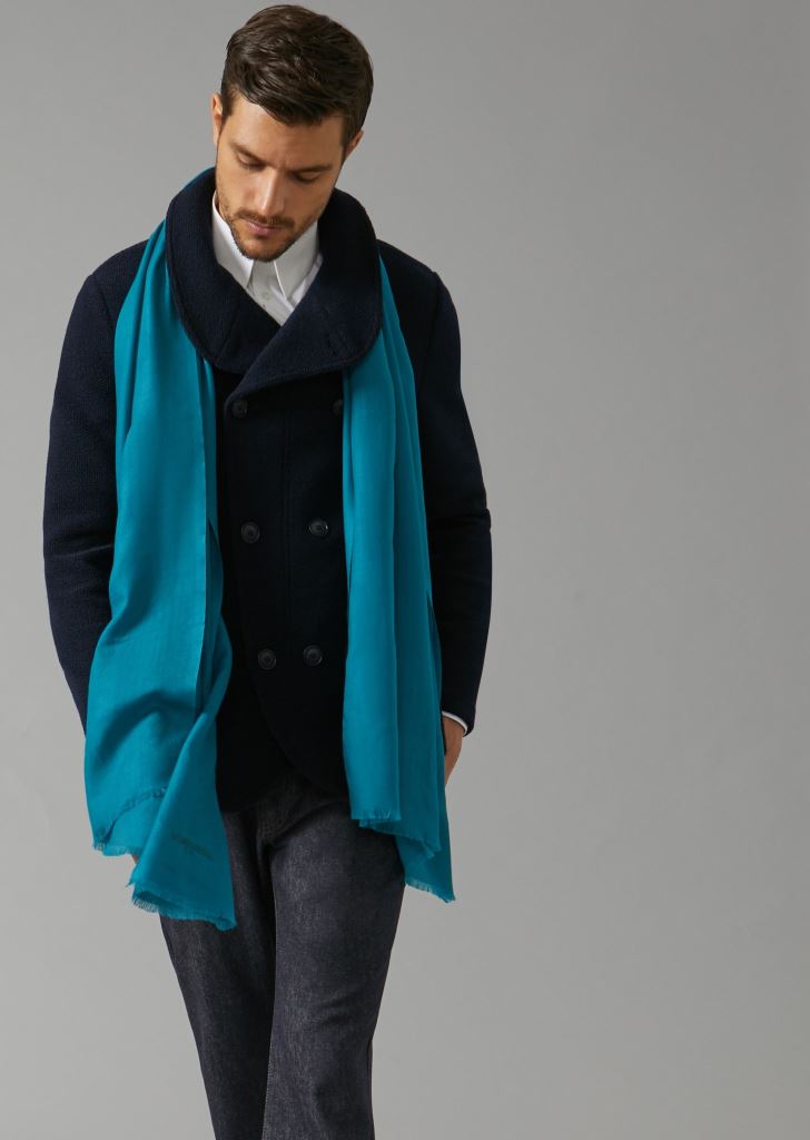Sciarpa uomo Armani in puro cashmere autunno inverno 2018 2019