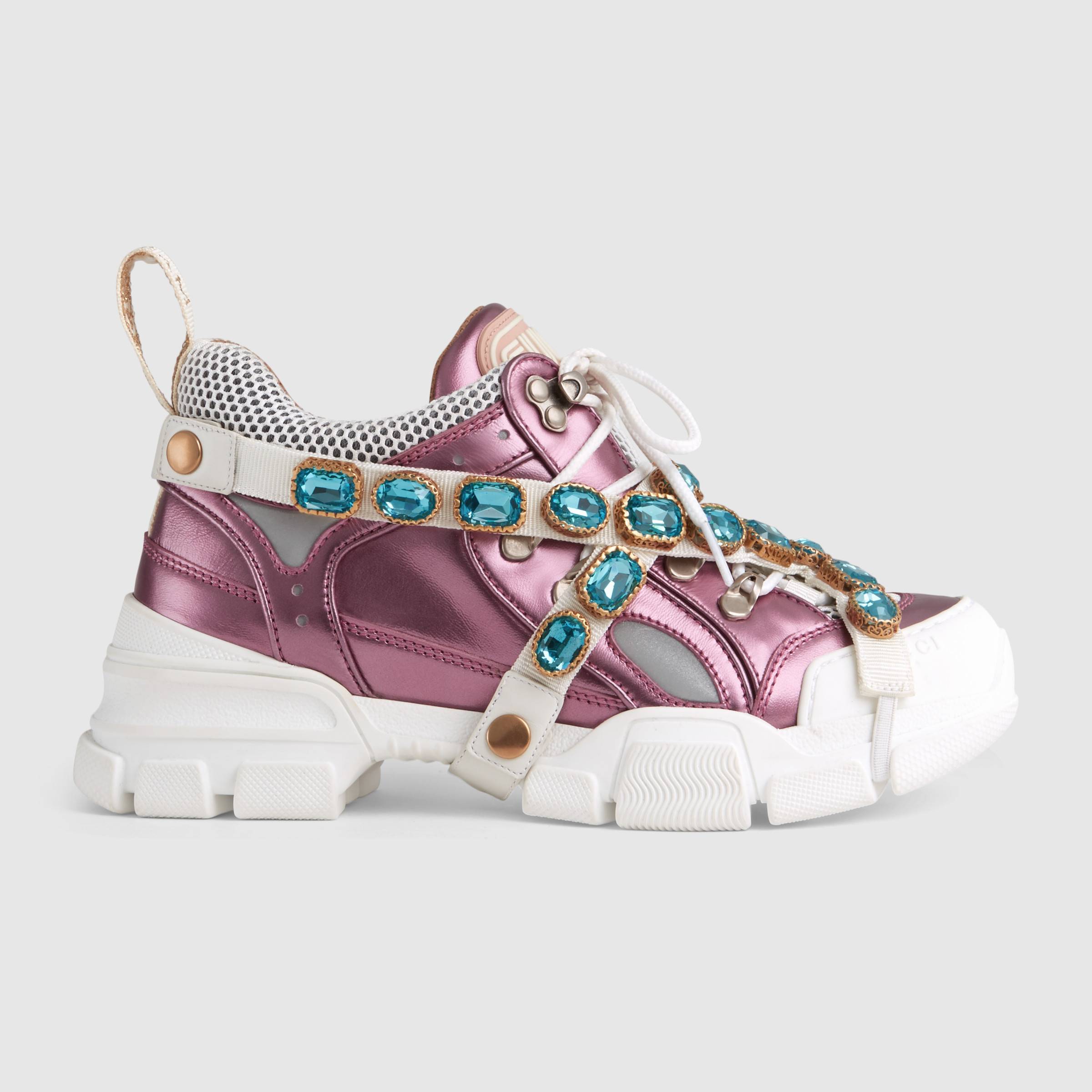 Scarpe da ginnastica Gucci con cristalli staccabili a 1200 euro autunno inverno 2018 2019