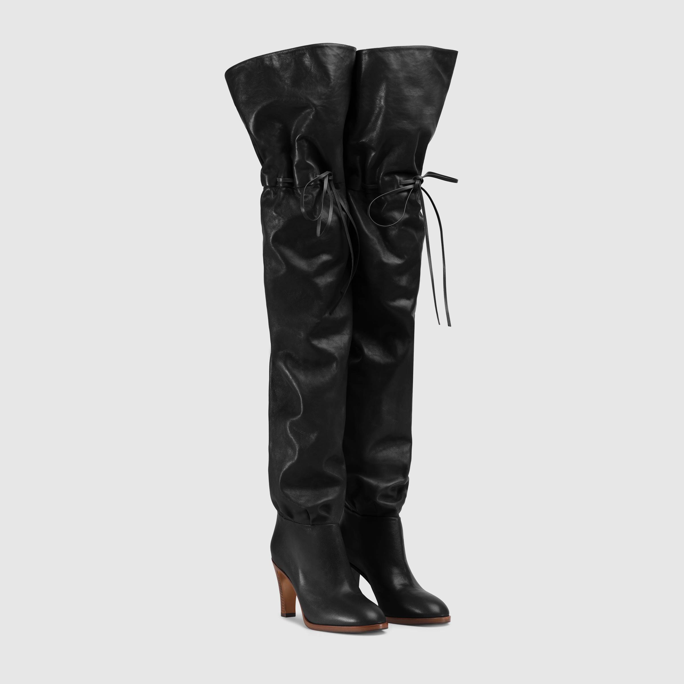 Stivali cuissard sopra il ginocchio Gucci a 2850 euro autunno inverno 2018 2019