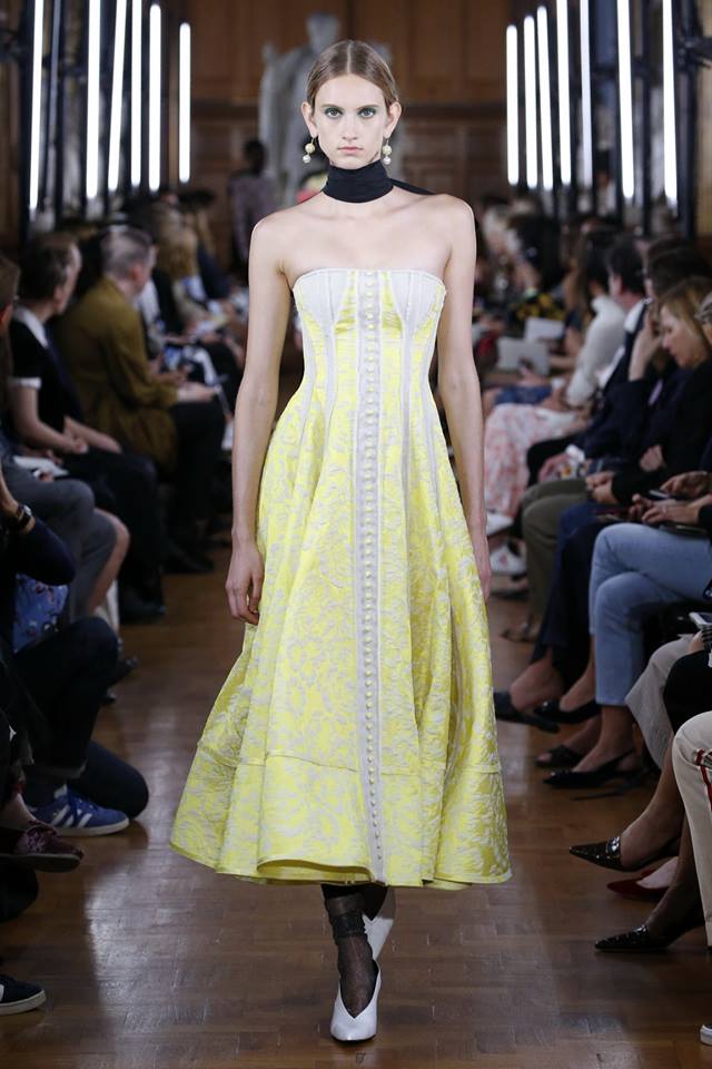 Abito da cerimonia lungo giallo Erdem primavera 2019
