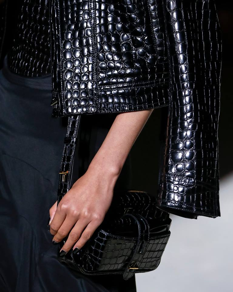 Borsa a tracolla in rettile nero Tom Ford