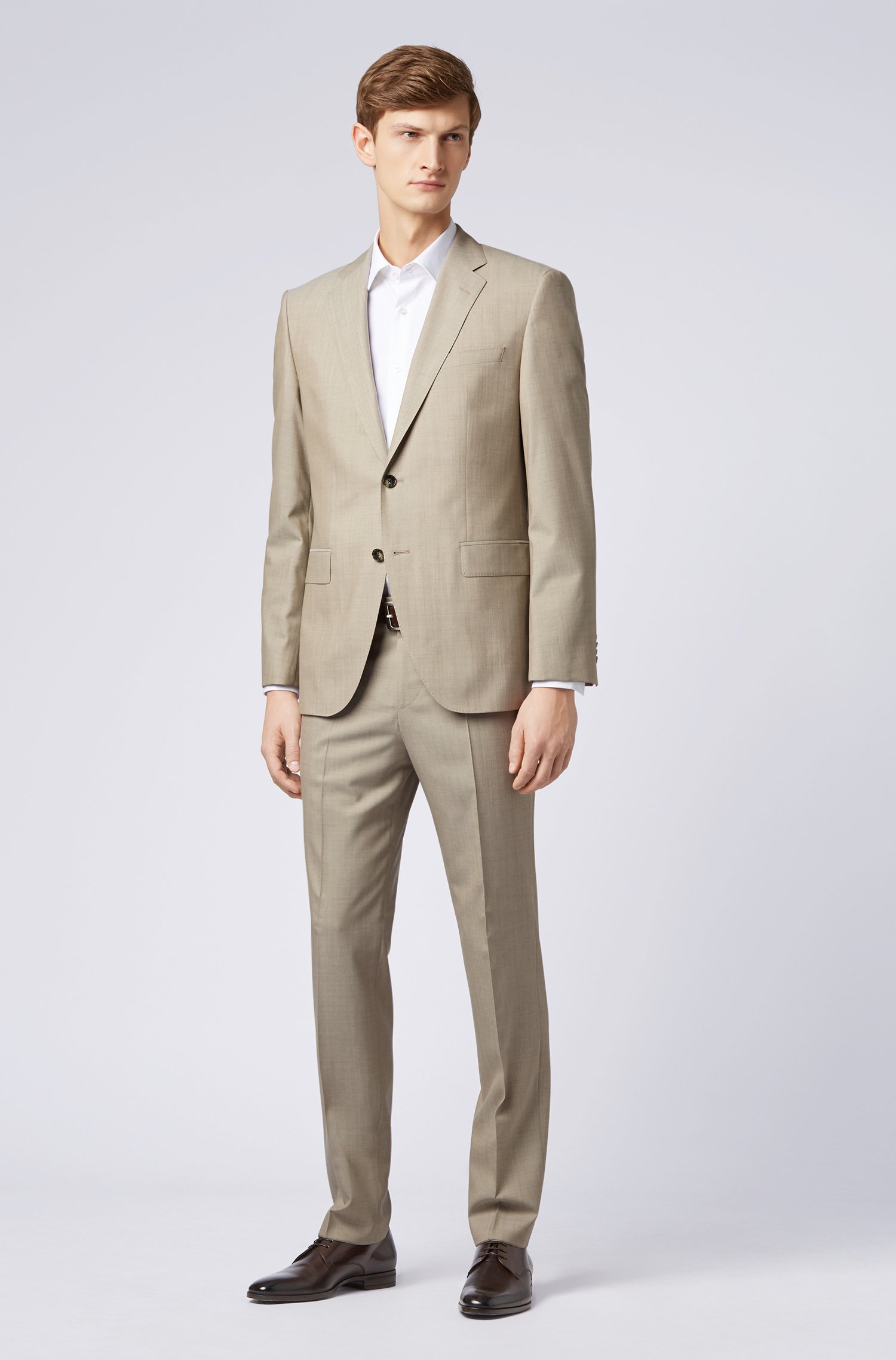 Abito regular fit in lana vergine con tessuto elasticizzato naturale Boss