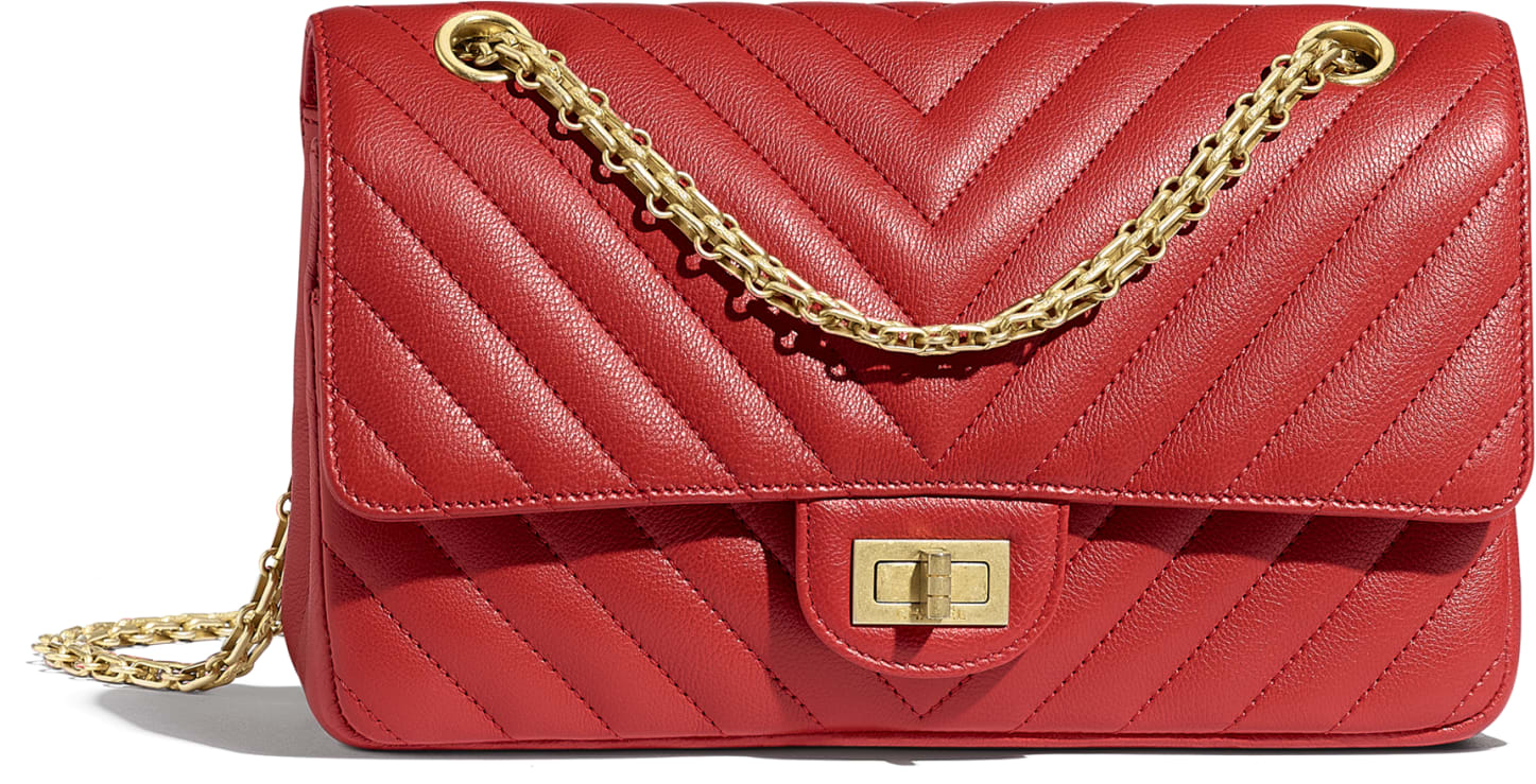 Borsa 2.55 Chanel in pelle martellata rossa