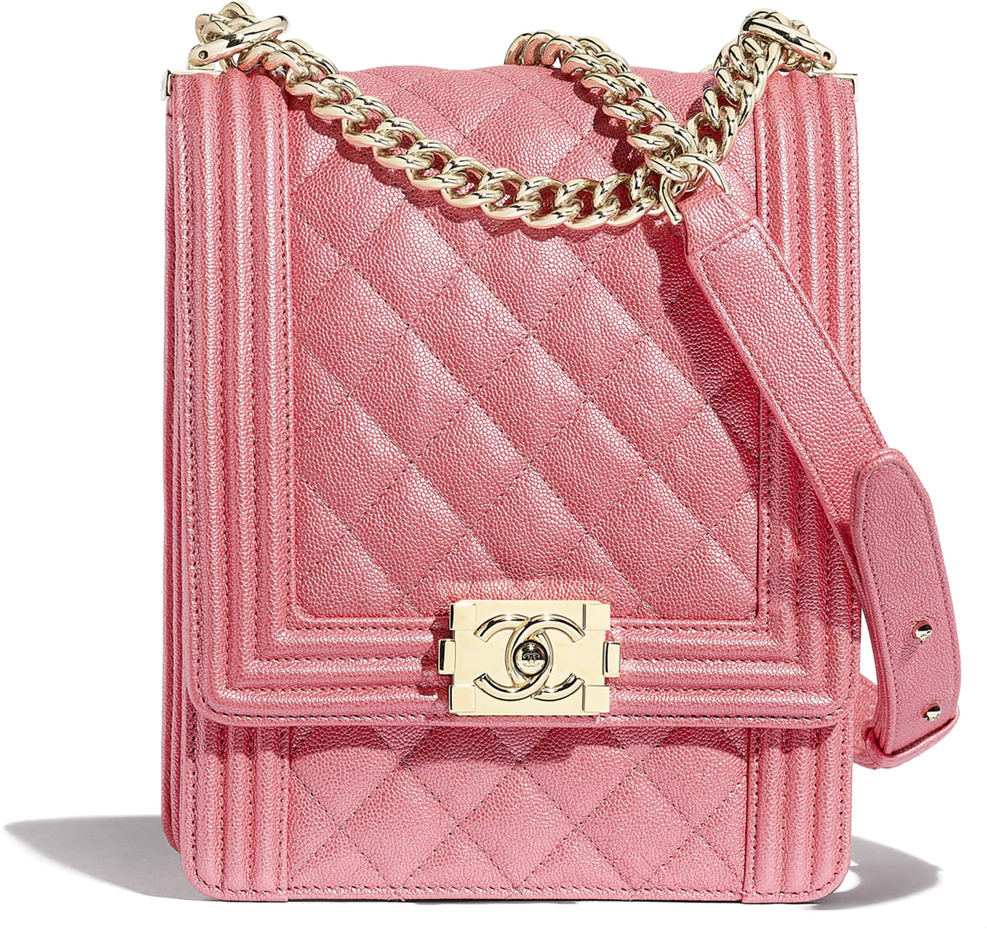 Borsa Boy Chanel in pelle martellata rosa