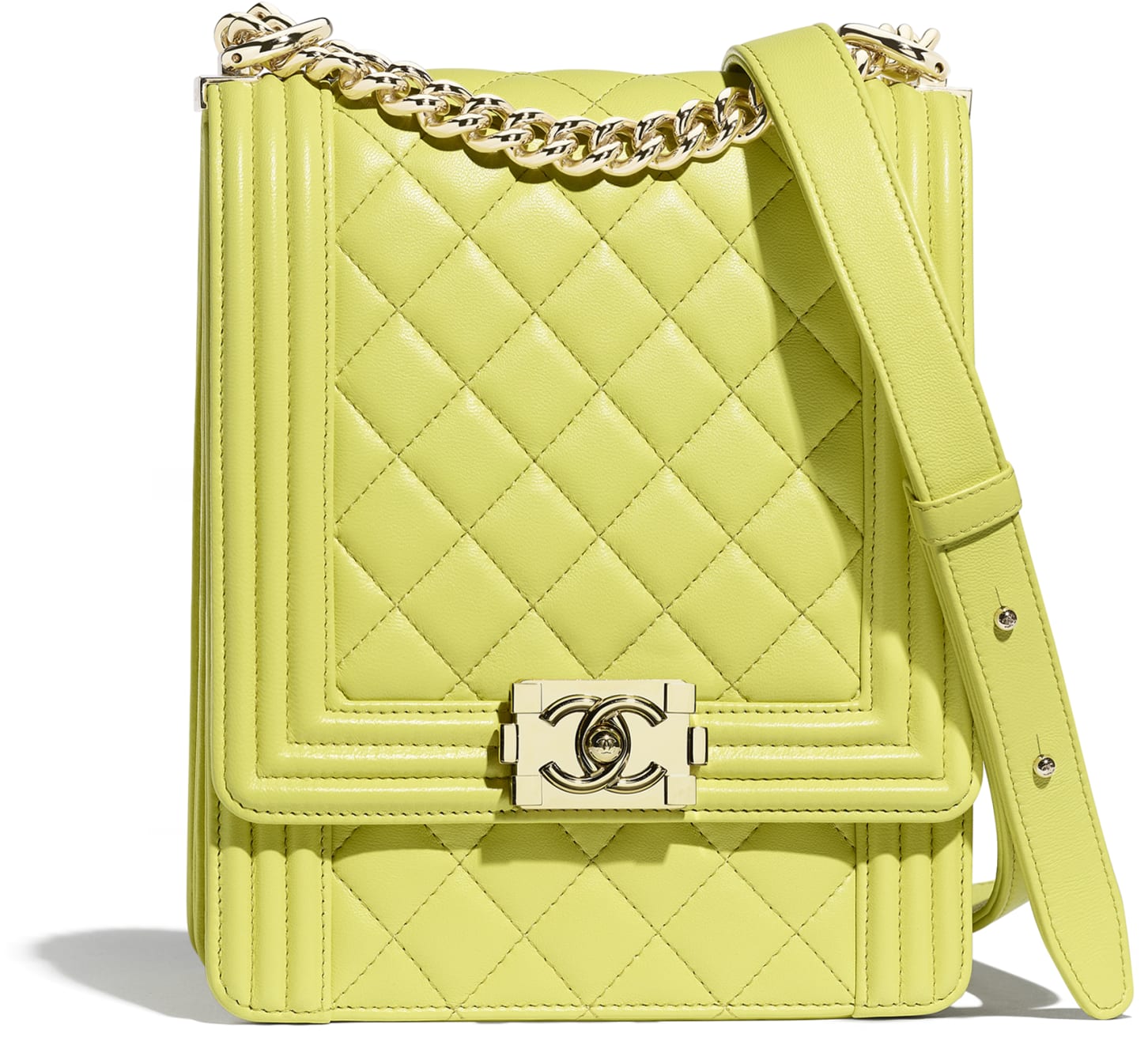 Borsa Boy Chanel in pelle martellata verde