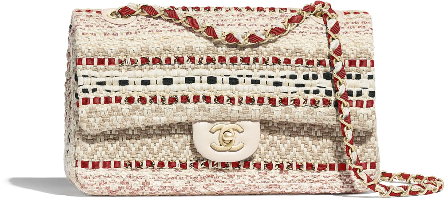 Borsa Chanel piccola in rafia, cotone e pelle