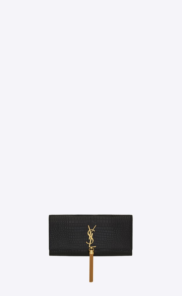 Borsa da cerimonia nera in coccodrillo Saint Laurent