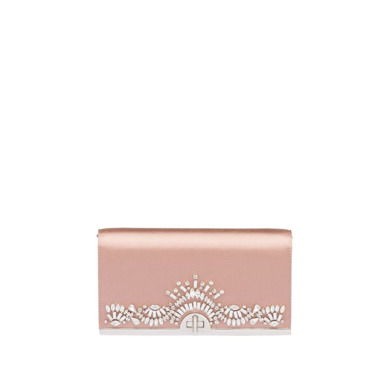 Borsa da cerimonia rosa antico in raso Prada