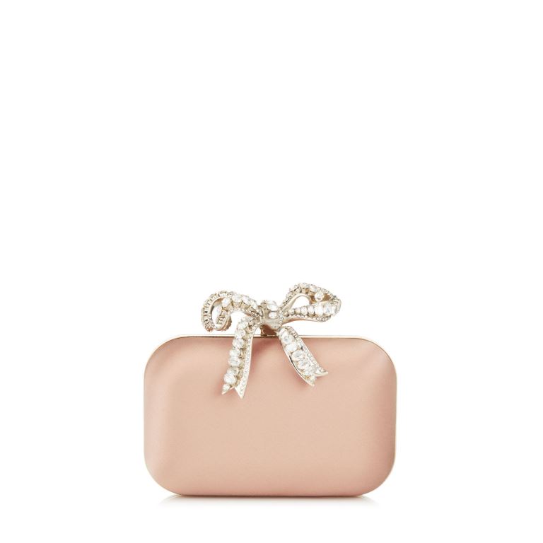 Borsa da cerimonia rosa in satin Jimmy Choo