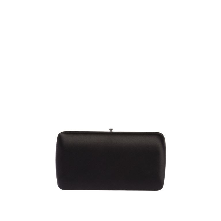Pochette da cerimonia nera in raso Prada