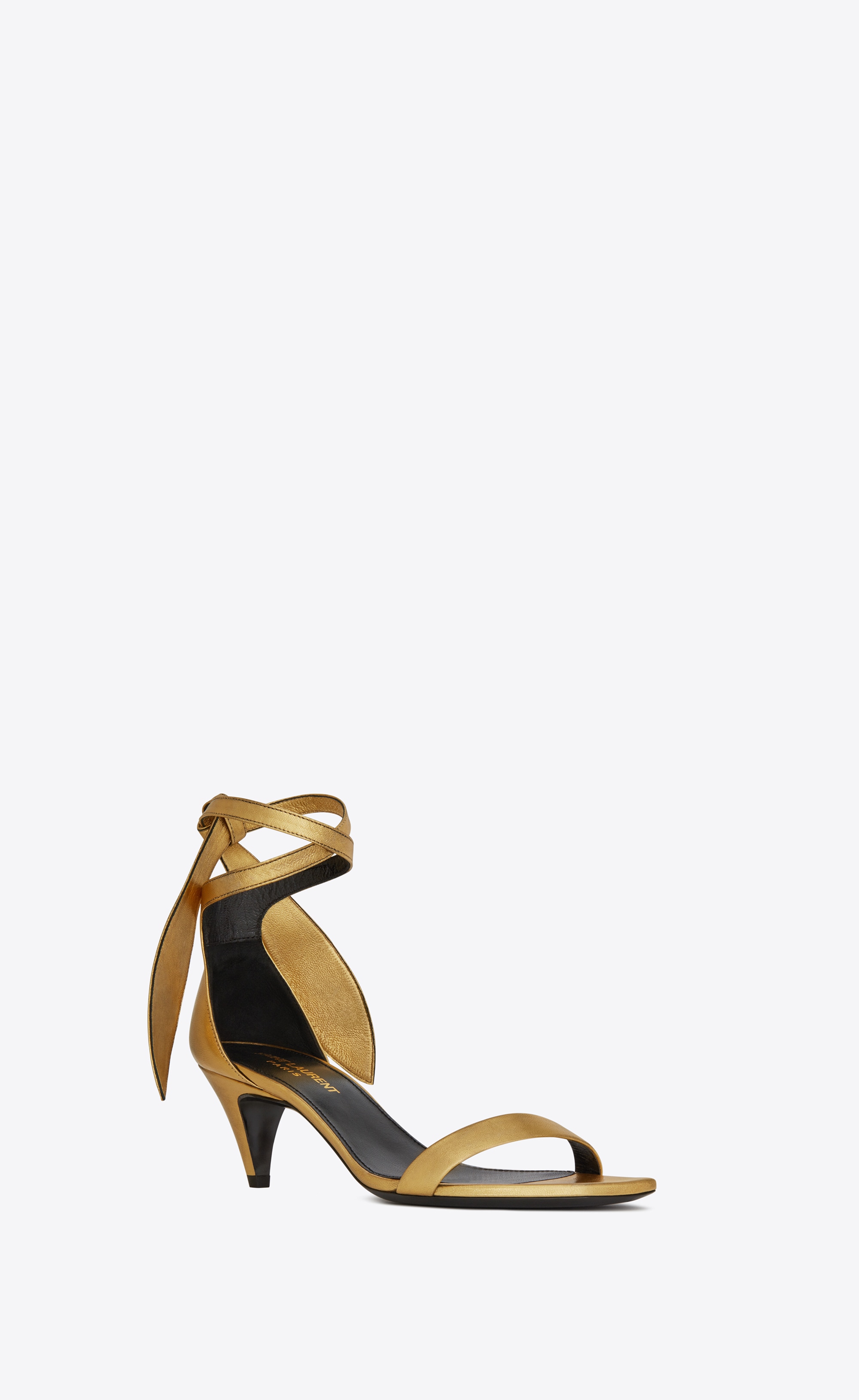 Sandali oro con tacco comodo Saint Laurent