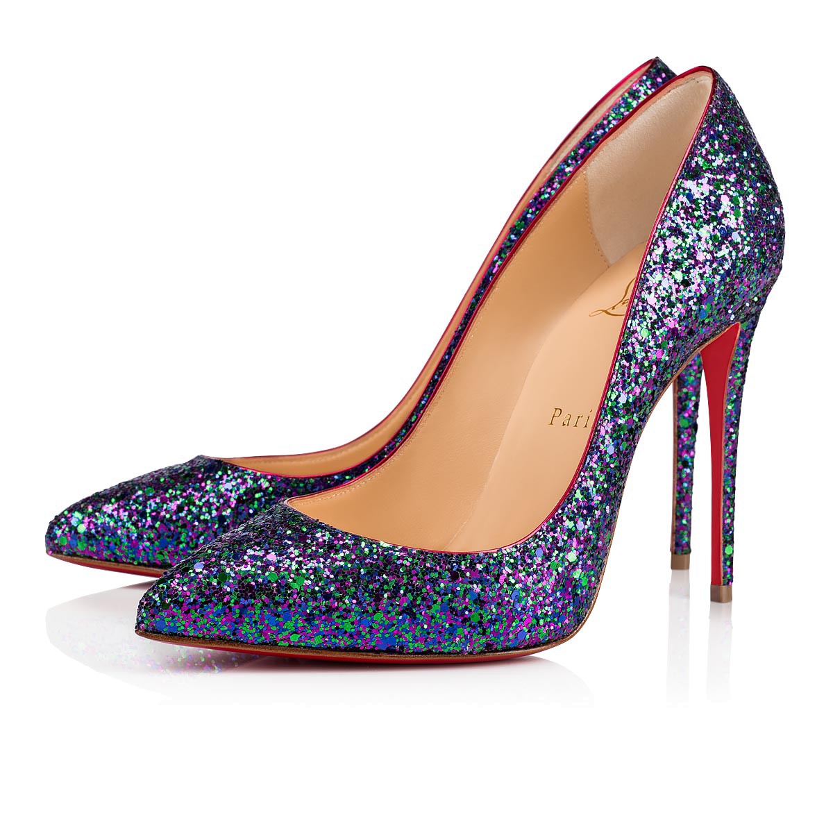 Scarpe a punta glitter multicolor a 560 euro