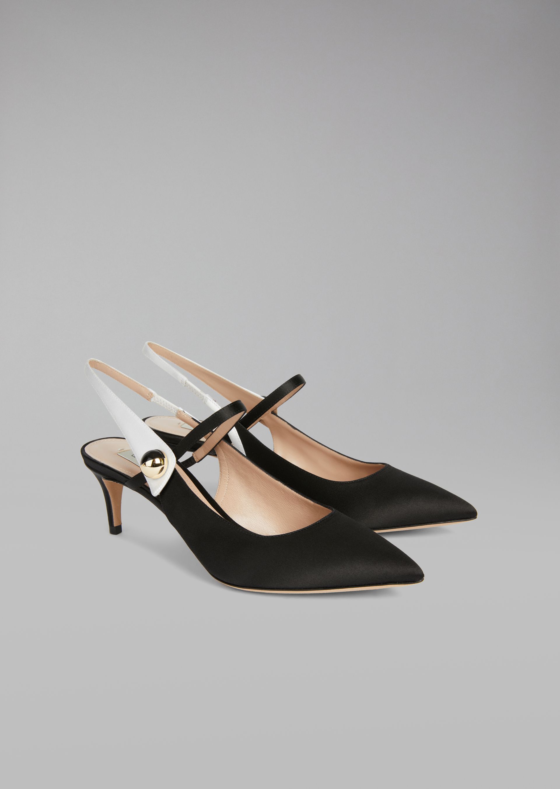 Slingback in raso a punta Giorgio Armani