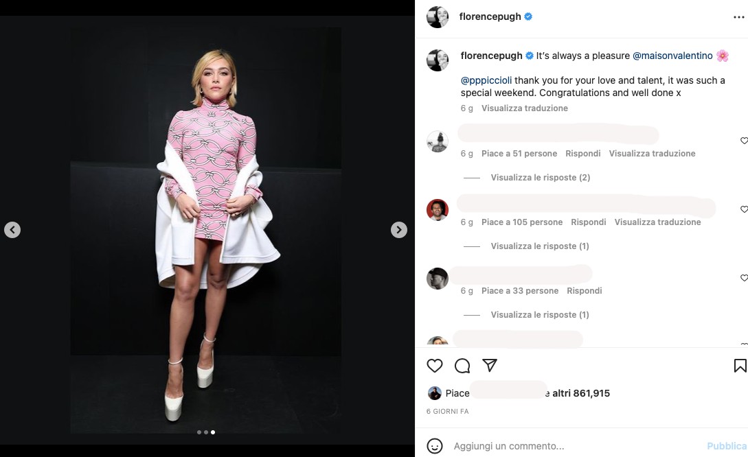Galleria foto 'Florence Pugh, l’attrice del momento veste Maison Valentino' - foto 1
