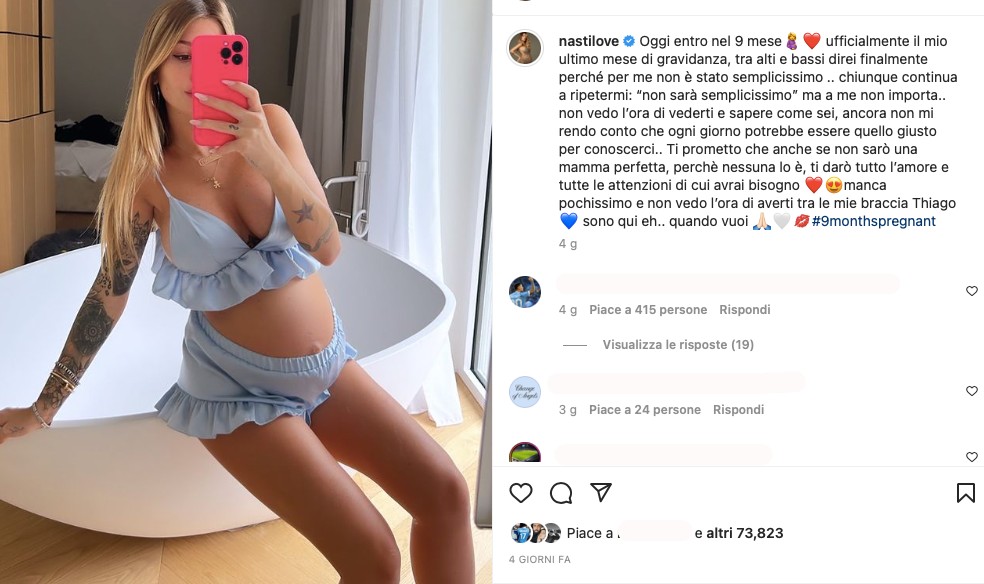 Galleria foto 'Chiara Nasti mostra il pancione al nono mese: è polemica' - foto 1