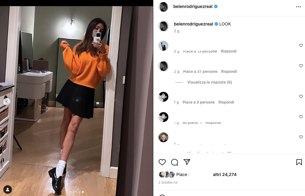 Galleria foto 'Belen Rodriguez, il look da scolaretta infiamma Instagram!' - foto 1