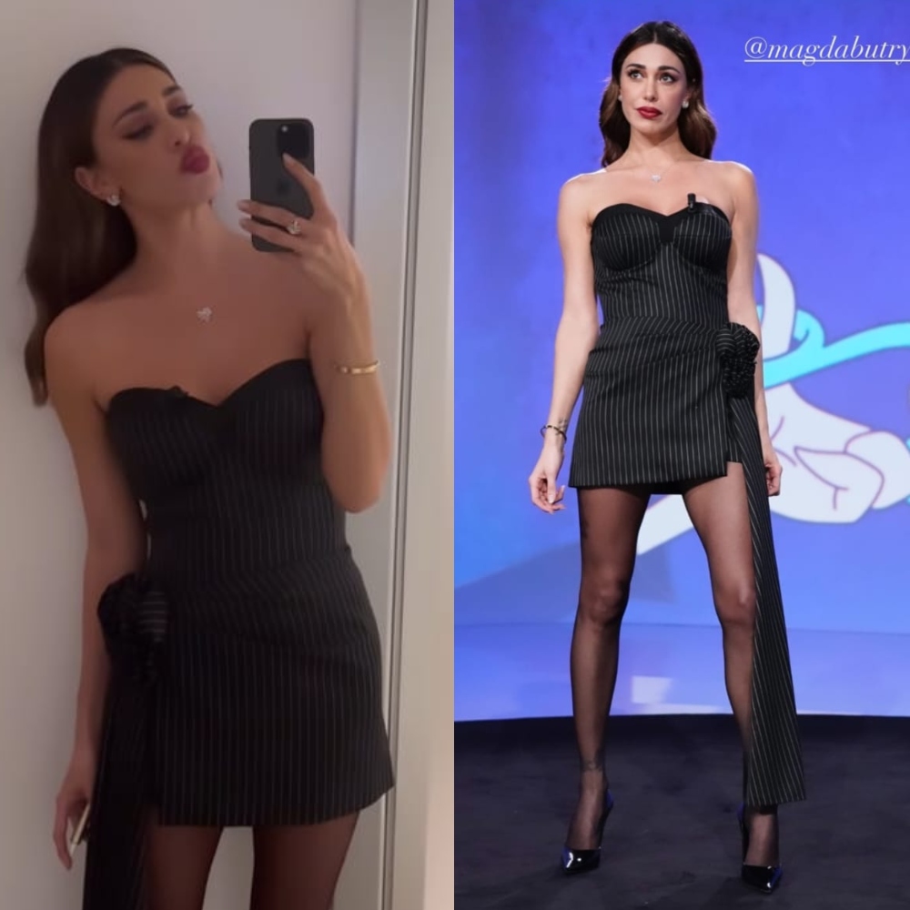 Galleria foto 'Belen Rodriguez non bada a spese, il minidress gessato è costosissimo!' - foto 1